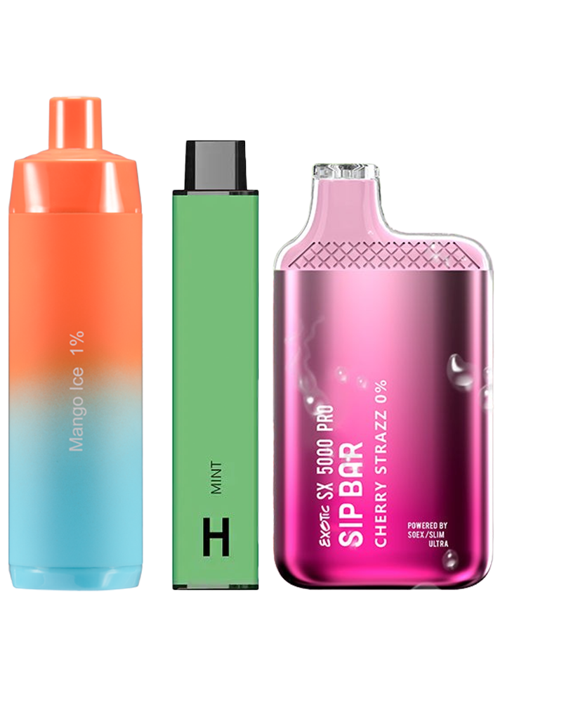 Zero nicotine vapes on homepage product display