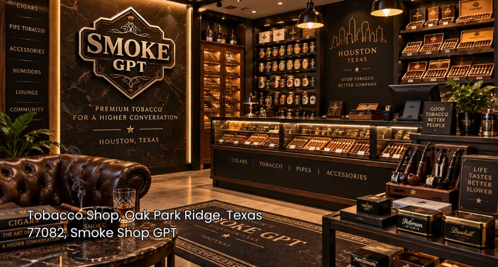 Elegant cigar and pipe displays inside a tobacco shop Houston customers choose for quality products and a refined setting.