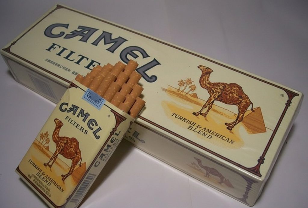 Vintage Camel Turkish & American Blend cigarettes displayed at head shop that sells cigarettes like Camel in Howellville